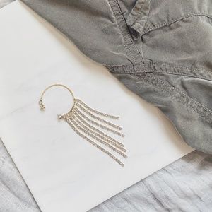 Gold CZ Rhinestone No Pierce Ear Cuff, Ear Huggie